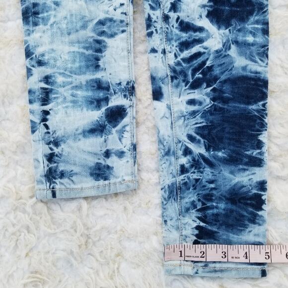 Bleach TieDye Jeans AEO Size 2 Acid Wash Stretch Marbled Denim Skinny Jeggings - Picture 4 of 9